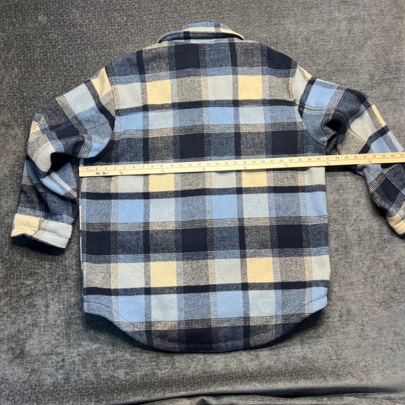 American Eagle Plaid Flannel Shirt Jacket Women's XL Blue Beige Button Up Casual - Picture 5 of 6